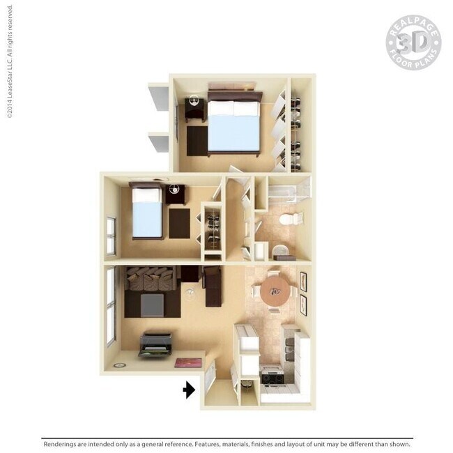 Medium 2 Bd 1 Bth Cozy 102 floor plan